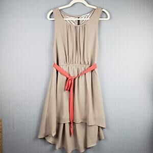Papaya‎ Size S High Low Summer Dress Beige Crepe Ruffle Y2K Easter Ruffle Office
